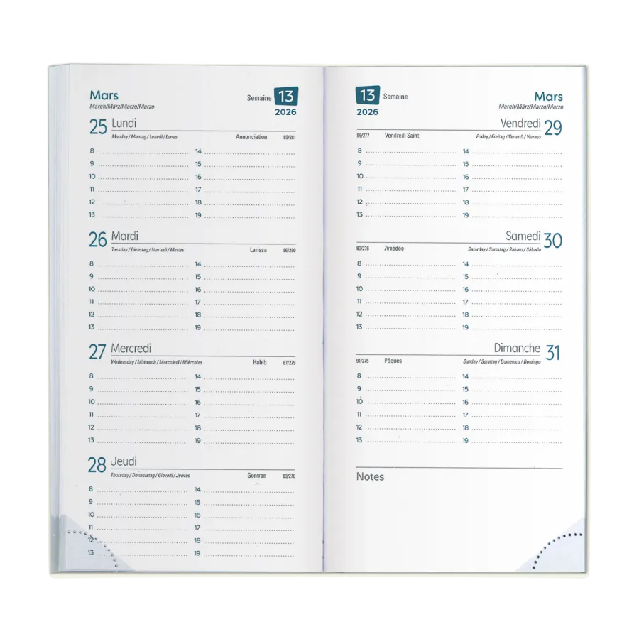 Vue 5 de Agenda 8 j pvc mat