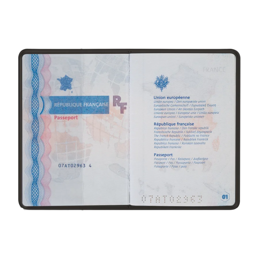 Vue 5 de Couv. passeport pvc vernis