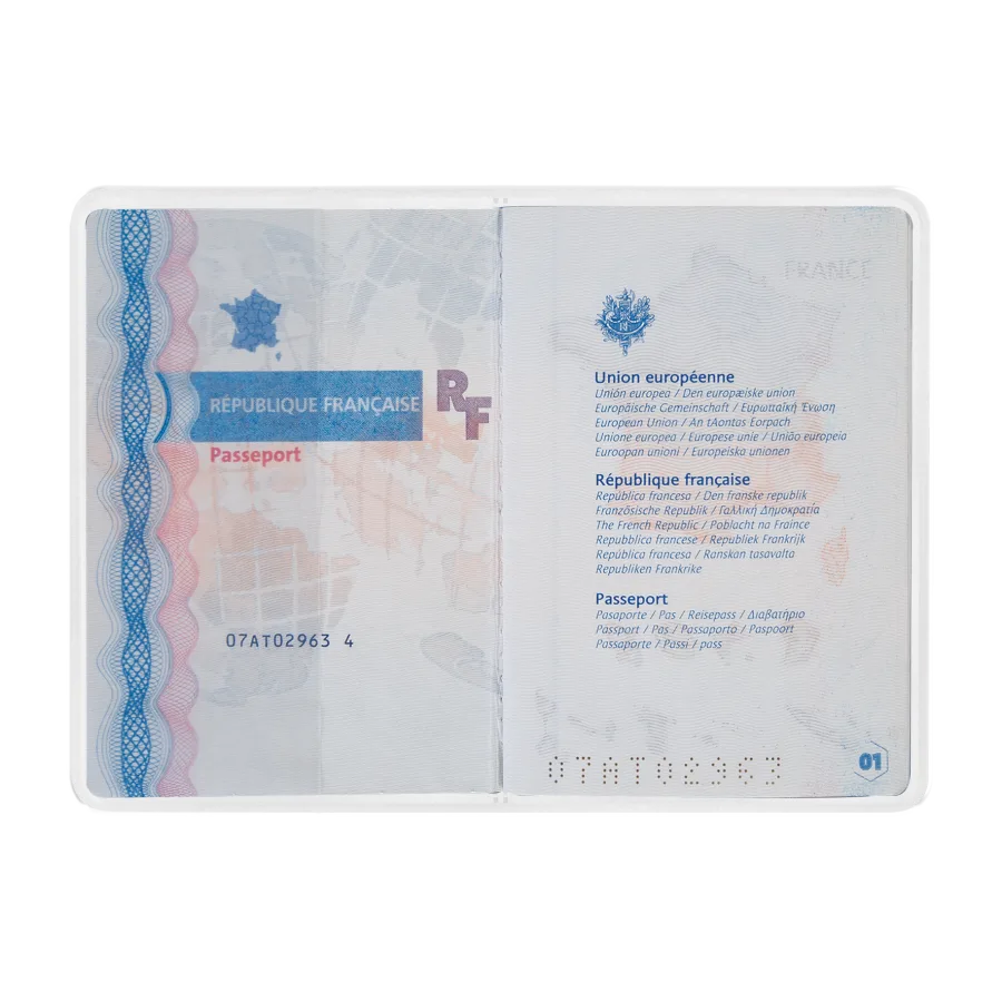Vue 2 de Couv. passeport pvc standard