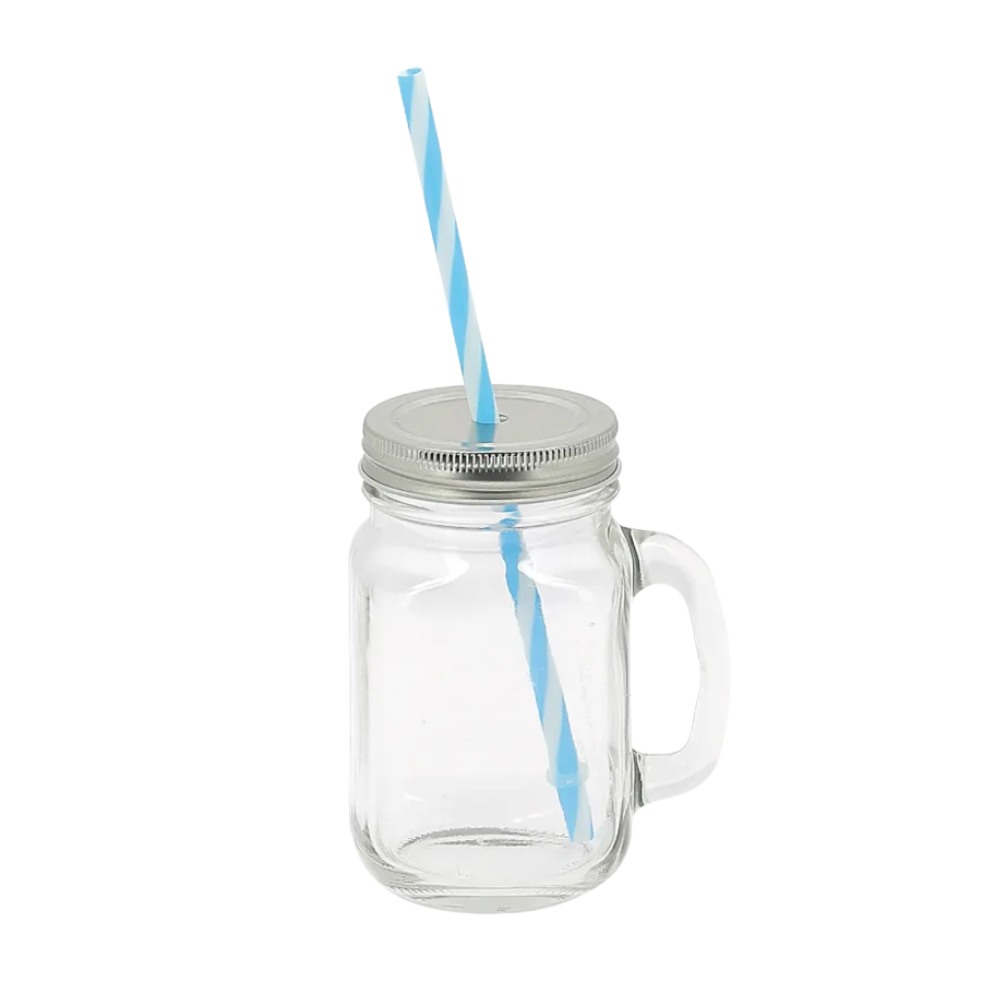 Vue 2 de Mason jar 40 cl avec paille