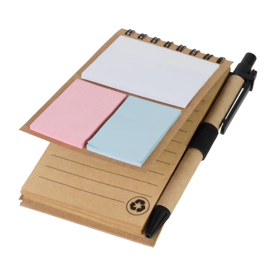 Vue 3 de Carnet spirales adhesif/stylo