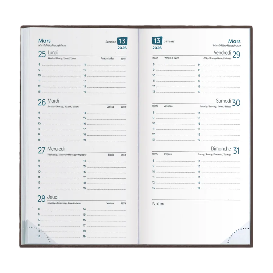 Vue 2 de Agenda 8 j pvc verni