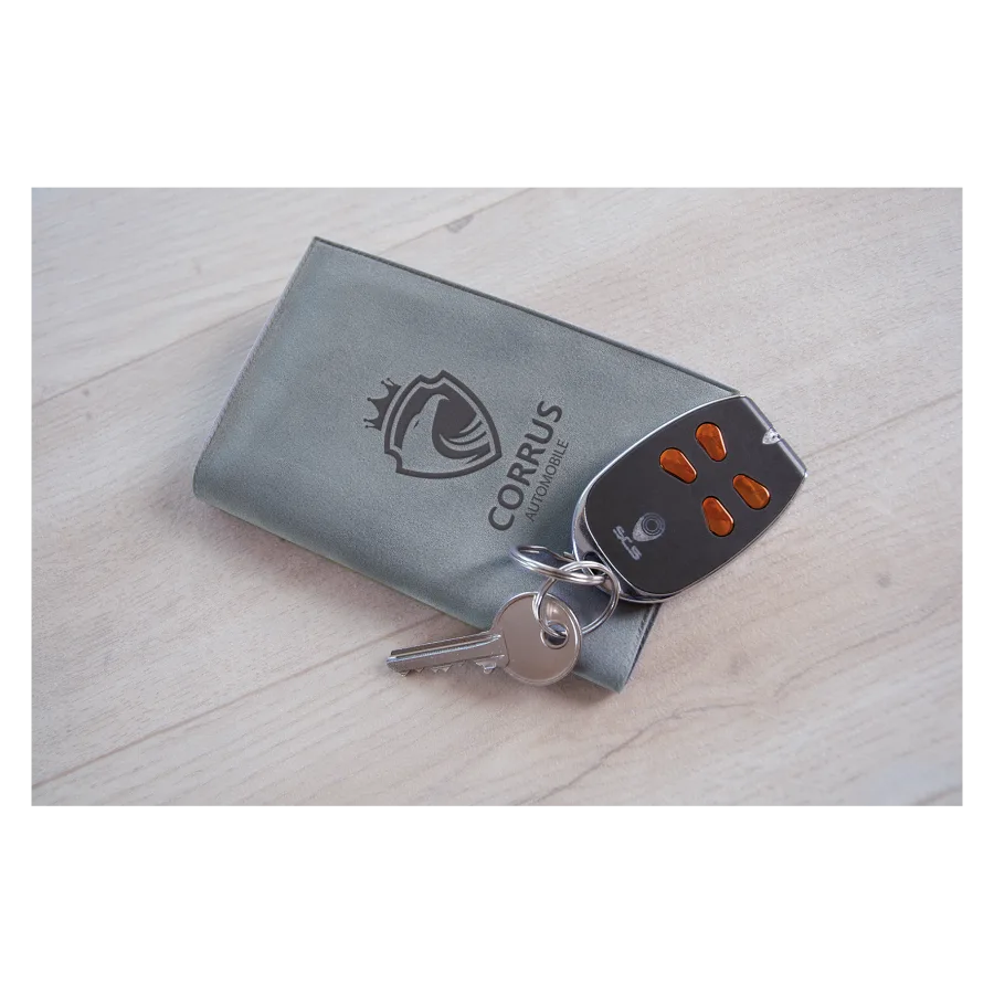 Vue 5 de Porte-carte grise pvc velours