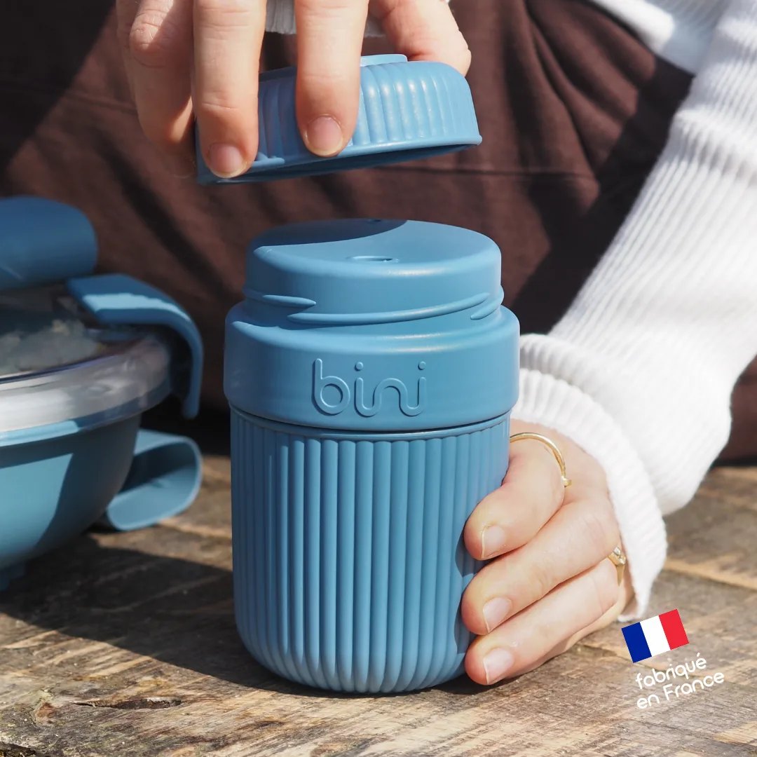 Mug nomade hermétique bio-sourcé Made in France — Bleu