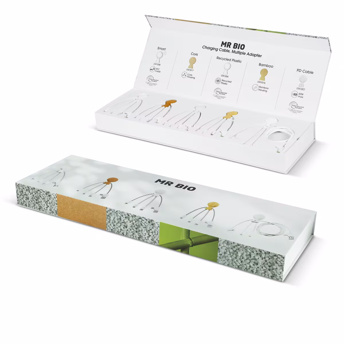 Vue 3 de Boîte de présentation variée des Mr. Bio Charging cable