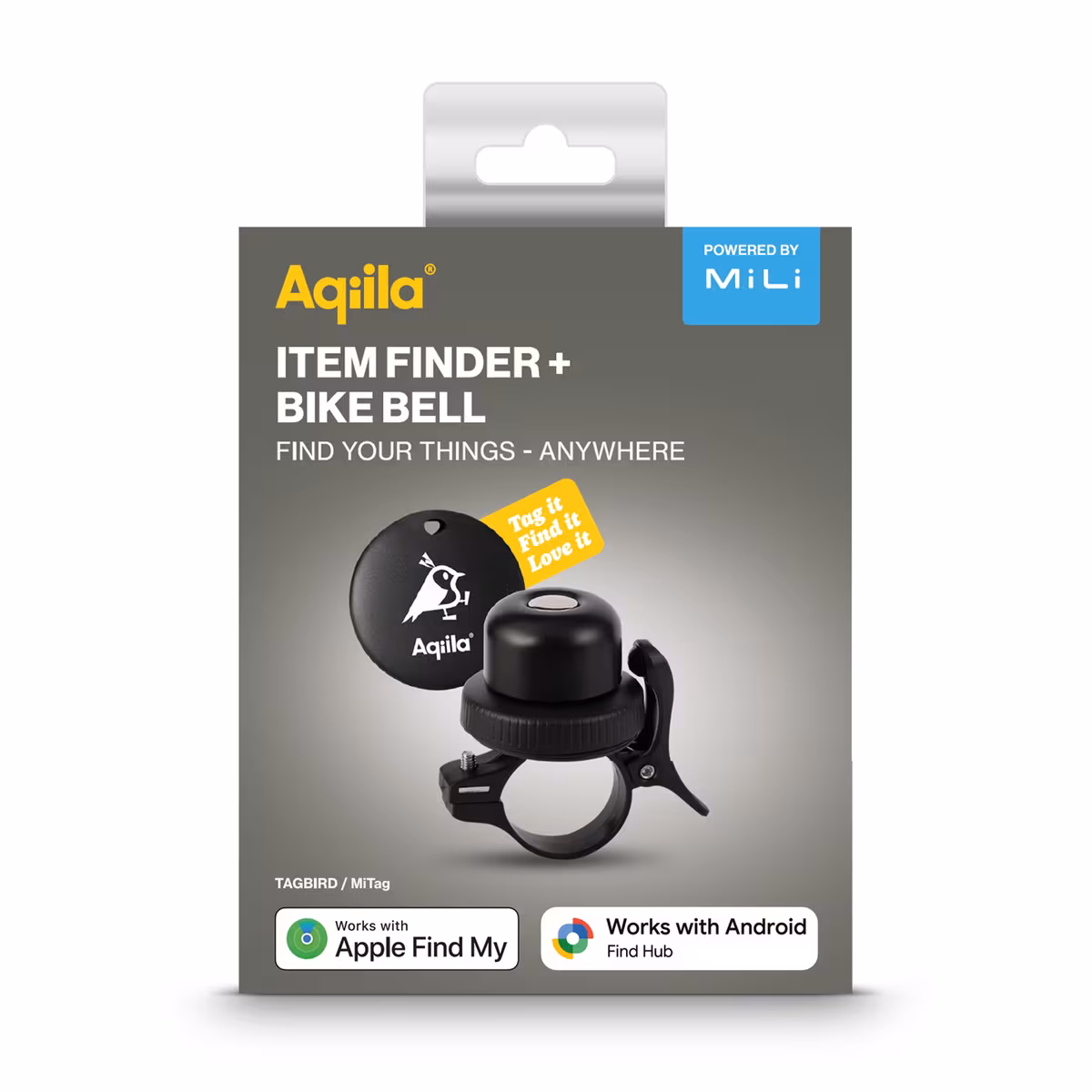 Vue 2 de Localisateur étanche Aqiila Tagbird avec sonnette de vélo