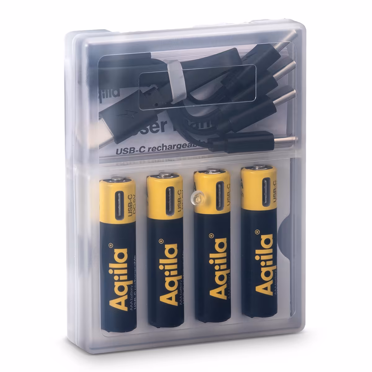 Piles rechargeables Aqiila AAA USB-C 600 mAh, lot de 4