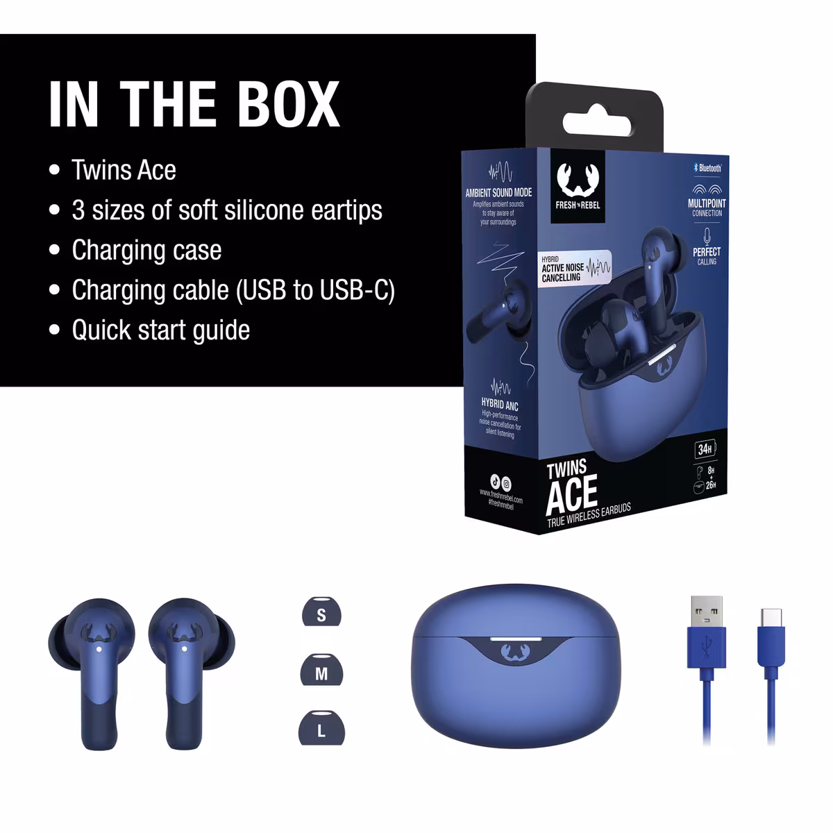 Vue 8 de 3TW3200 I Fresh 'n Rebel Twins Ace-TWS earbuds with Hybrid ANC