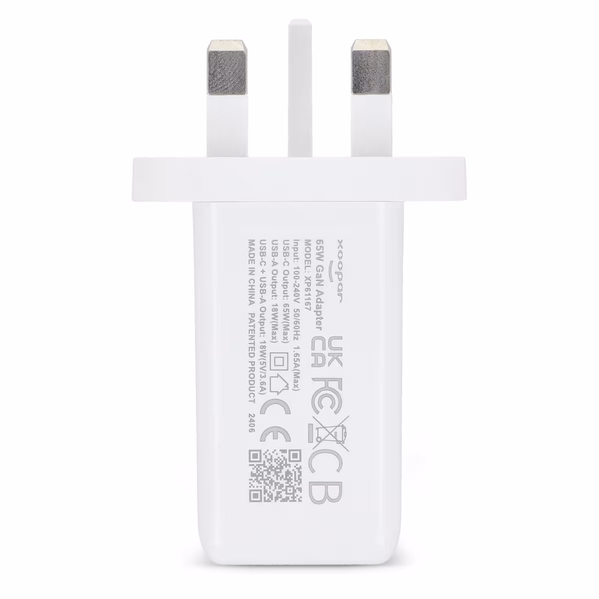 Vue 3 de Adaptateur secteur Xoopar ICE-G 65 W GaN avec prise britannique
