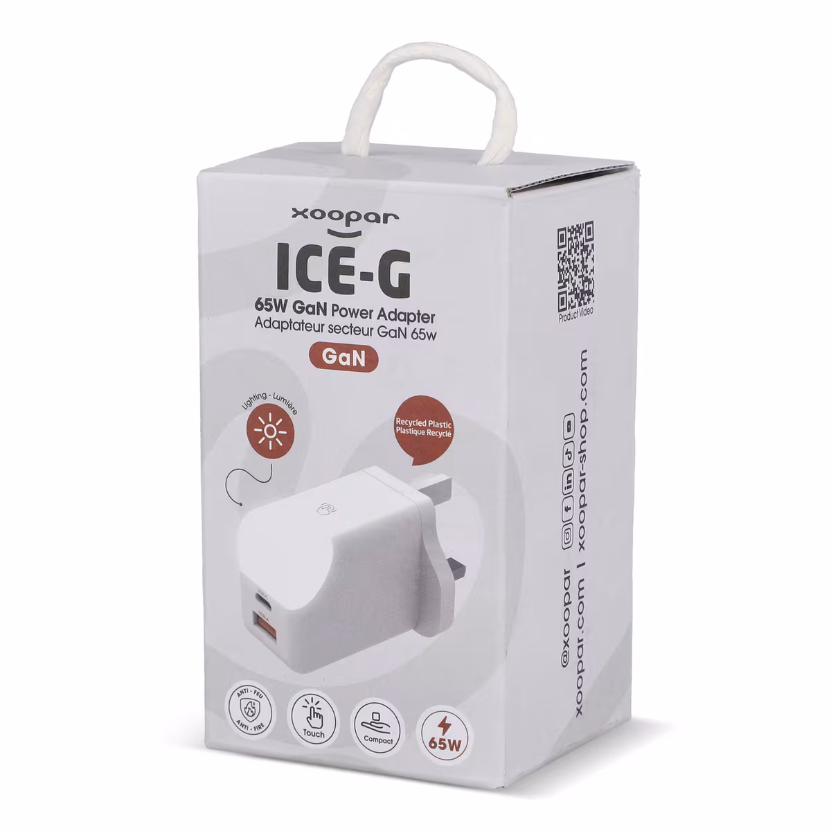 Vue 5 de Adaptateur secteur Xoopar ICE-G 65 W GaN avec prise britannique