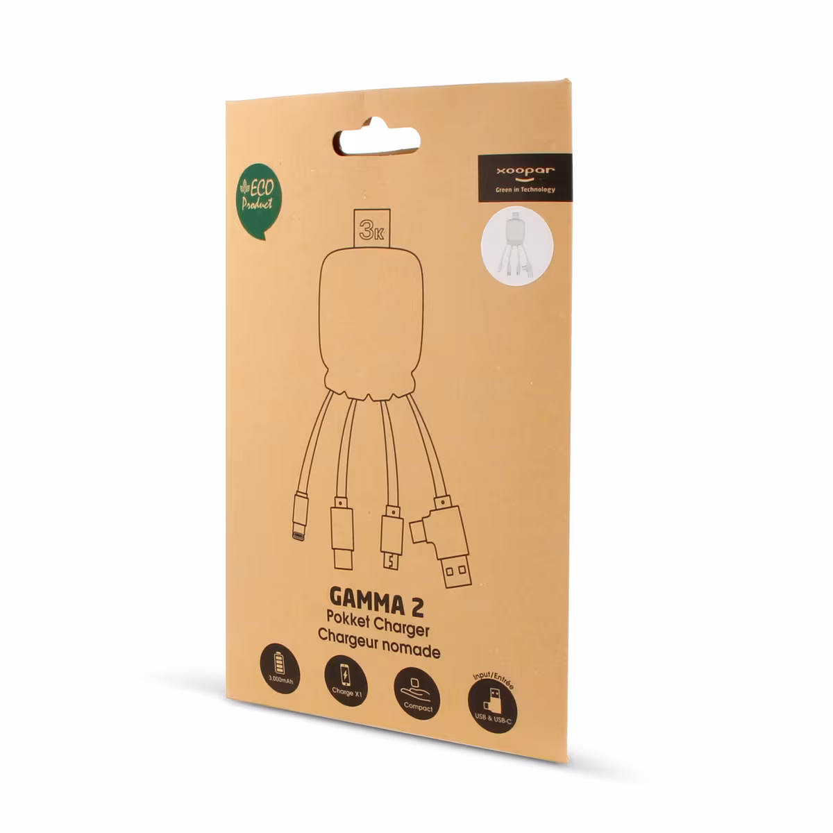 Vue 7 de 3192 | Xoopar Octopus Gamma 2 Powerbank with Bio Charging cable 3000mAh