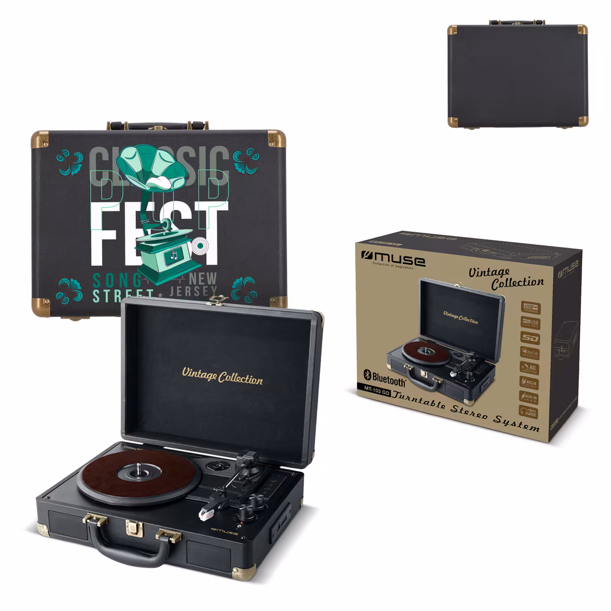 Vue 6 de Muse MT-103 Platine Vinyle avec Haut-parleurs Bluetooth Intégrés