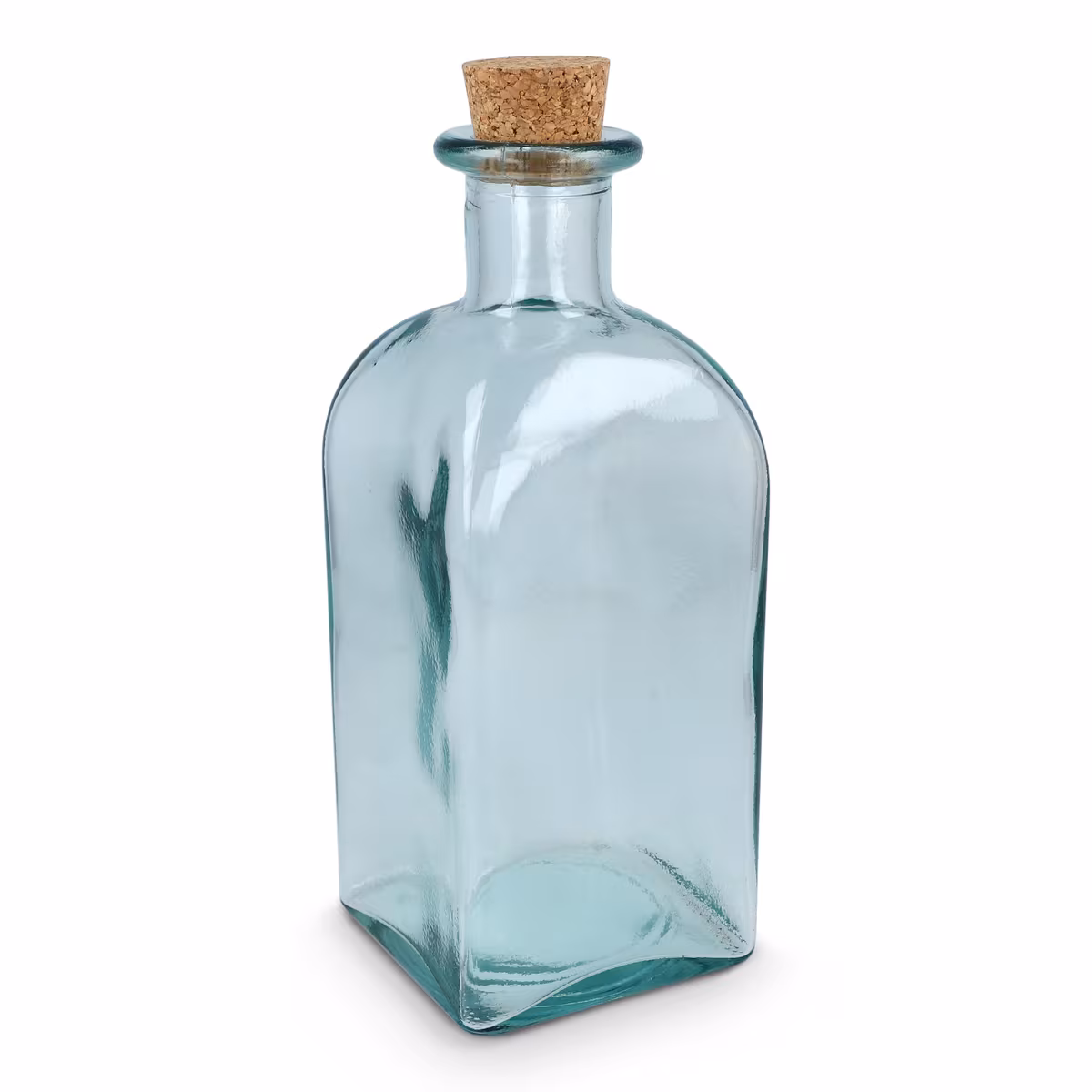 Bouteille en verre recyclé InSideOut Square ReuuZ avec bouchon en liège 1 L