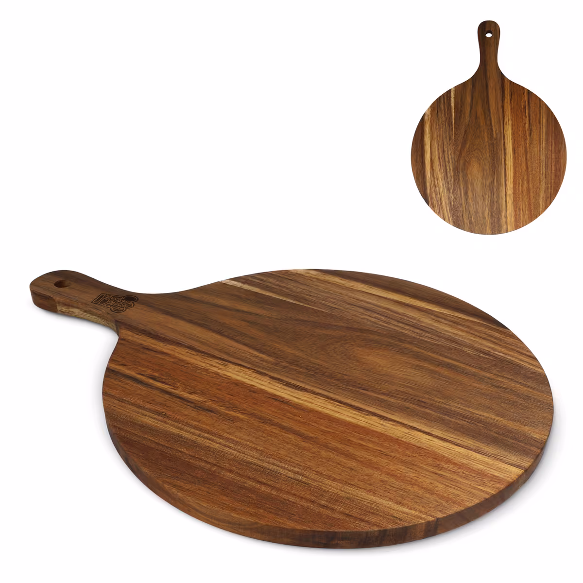 Vue 3 de InSideOut Plat de service en bois rond, 31.5cm