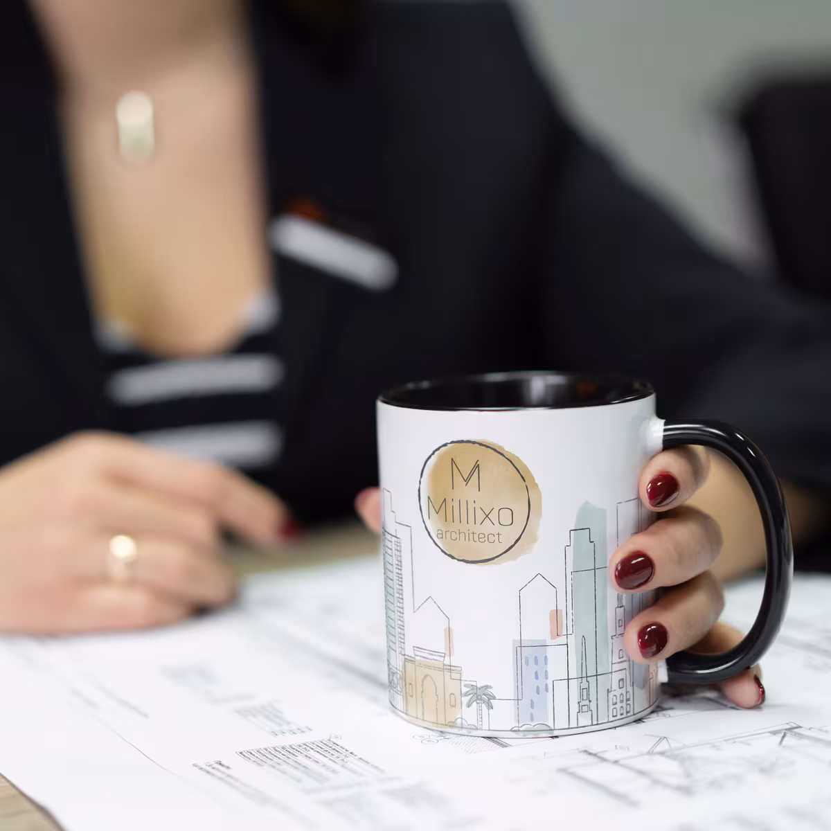 Vue 3 de Mug subli Oslo coloré à l'intérieur & anse 300ml