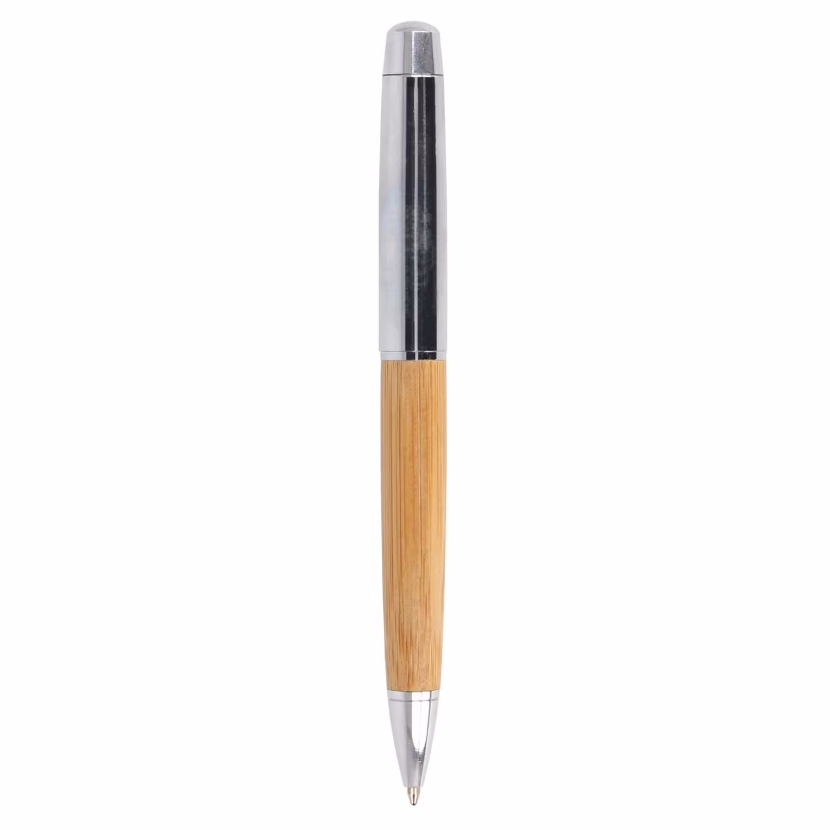 Vue 2 de Stylo-bille en métal bambou dans un tube