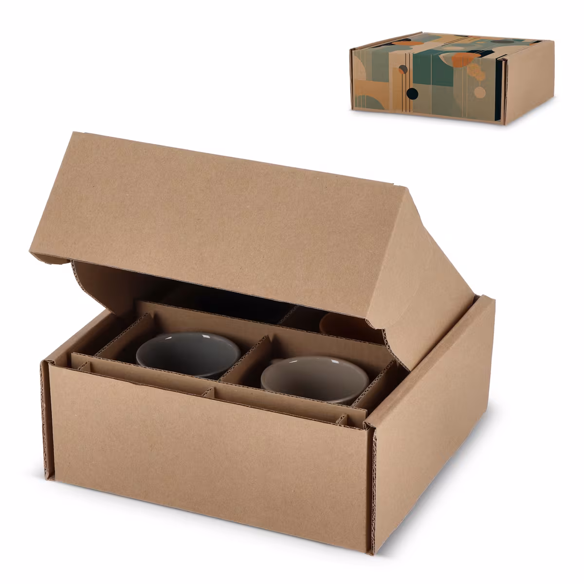 Vue 6 de Boîte cadeau personnalisée pour 4 mugs 24.3 x 24.3 x 9.9 cm