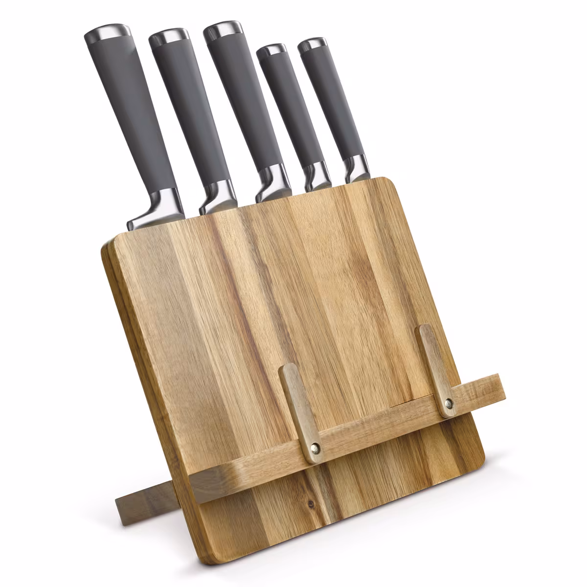 Vue 1 de Support livre de cuisine avec 5 couteaux