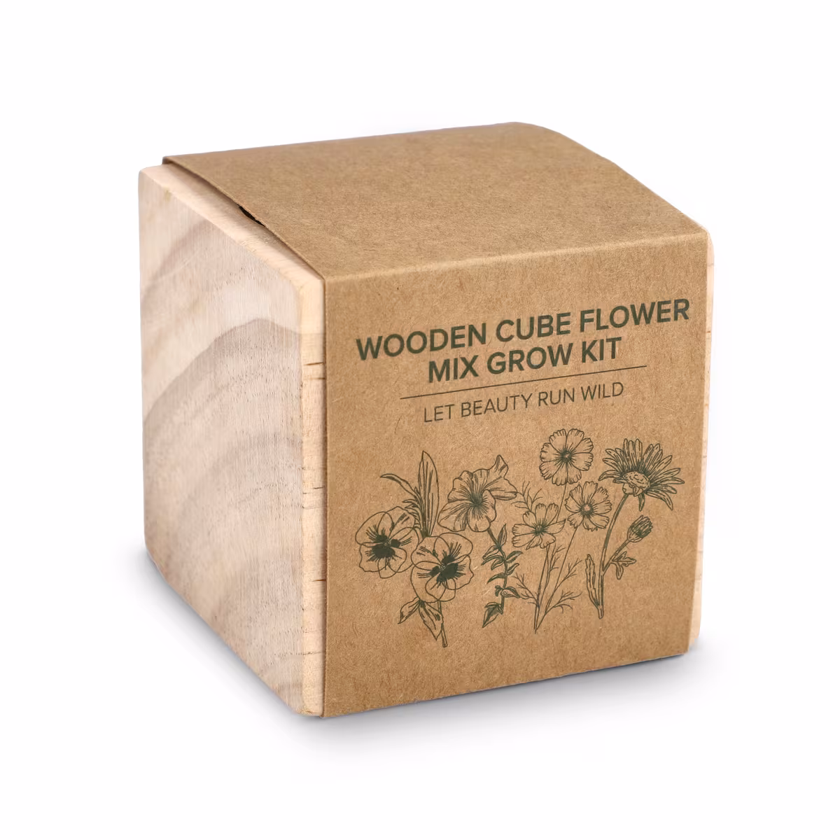 Vue 1 de Ensemble de jardinières en bois FSC - Mélange de fleurs