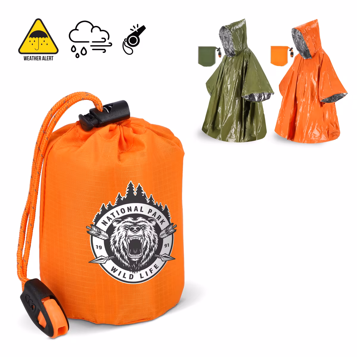Vue 8 de Poncho thermique 2-en-1 pour la survie en plein air