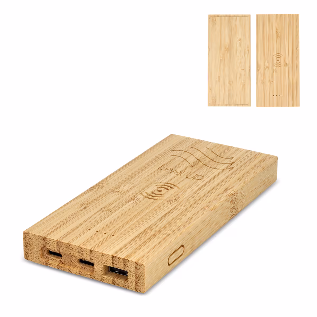 Vue 3 de Bambou Banque d'énergie Wireless Charging 8000mAh