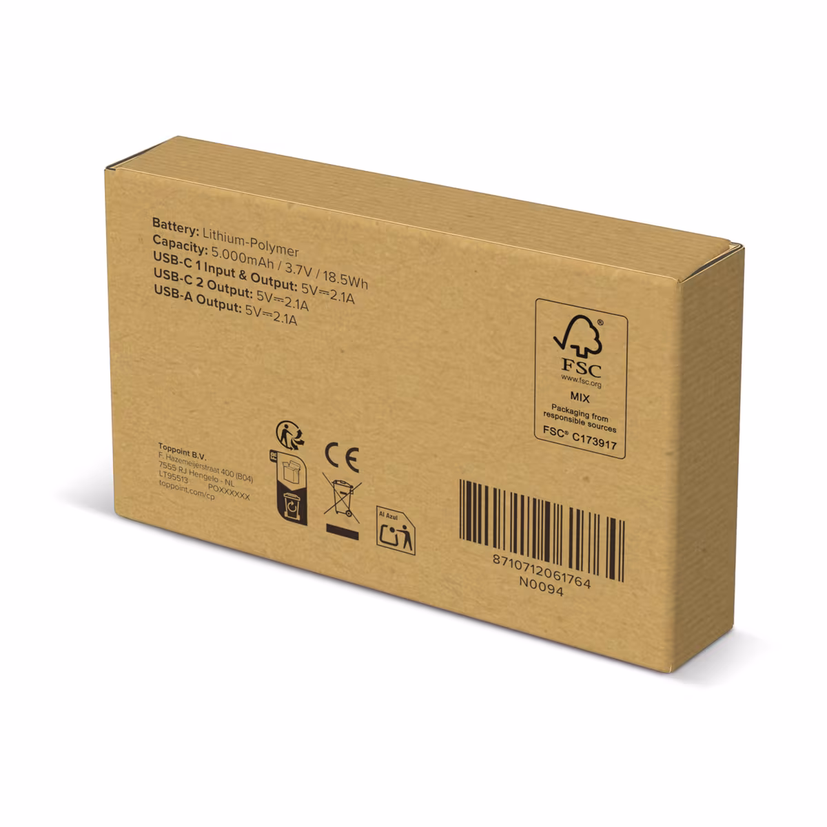 Vue 3 de Batterie externe Bamboo 5000 mAh