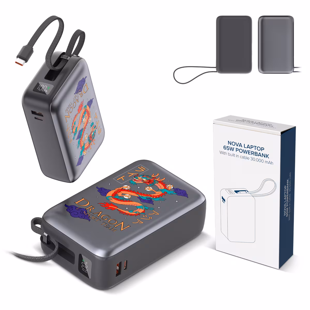 Vue 10 de Batterie externe Nova 65W avec câble USB-C intégré, 30000 mAh