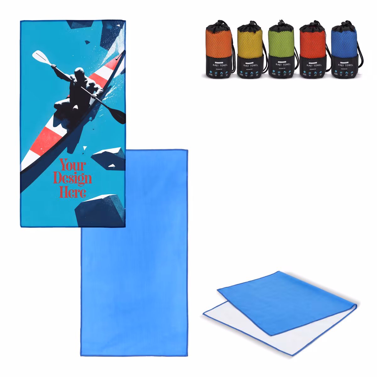 Vue 8 de Serviette R-PET Quick Dry 40 × 80 cm avec pochette, sublimation.