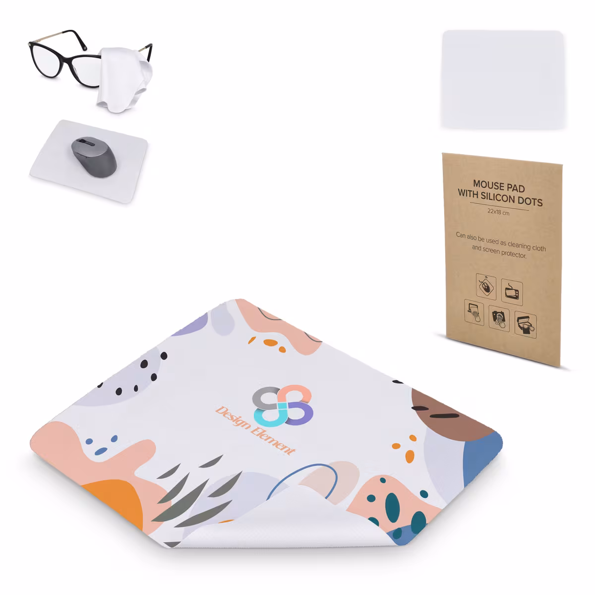 Vue 11 de Tapis souris microfibre, picots silicone, 18 × 22 cm, sublimation.