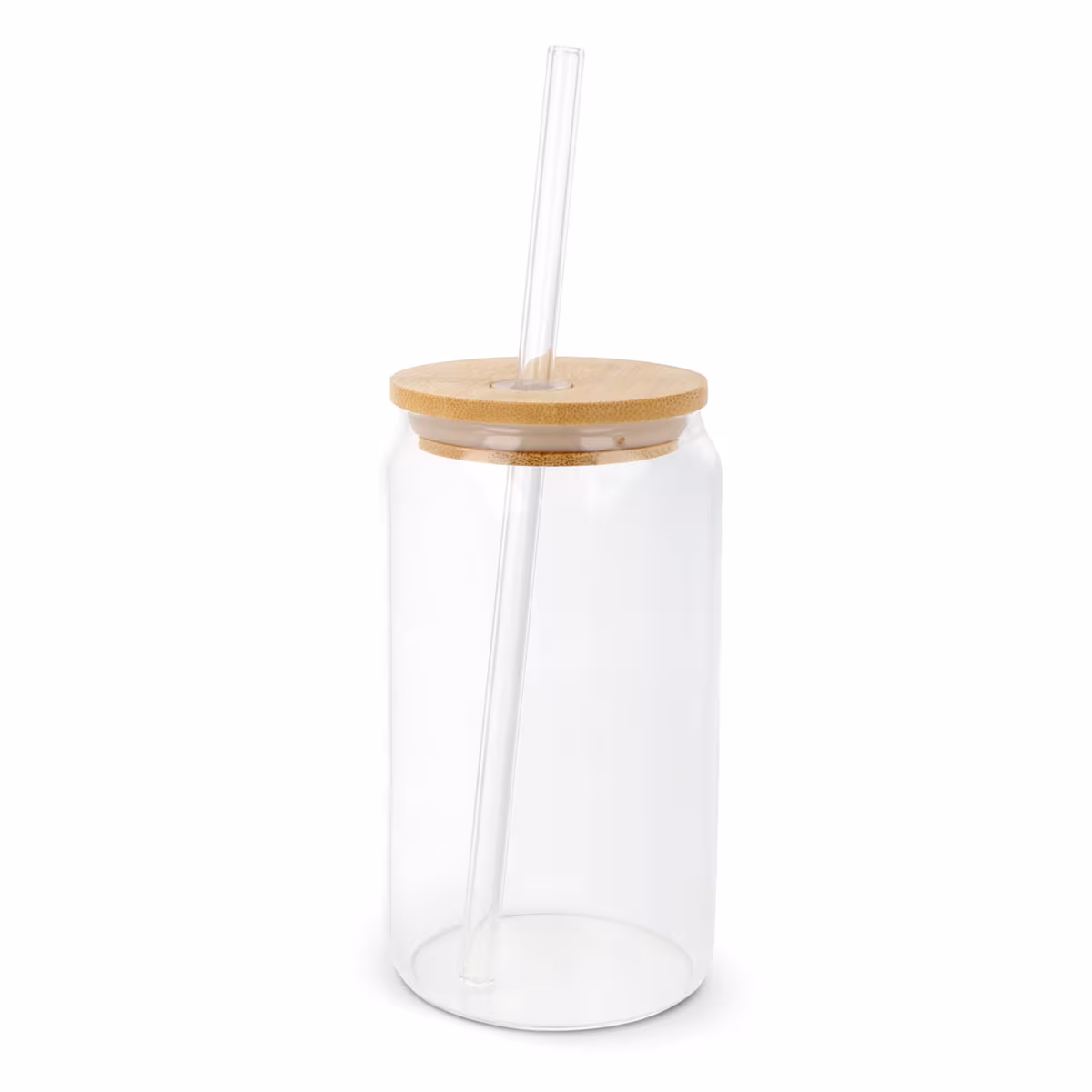 Vue 1 de Verre avec couvercle en bambou et paille 450 ml