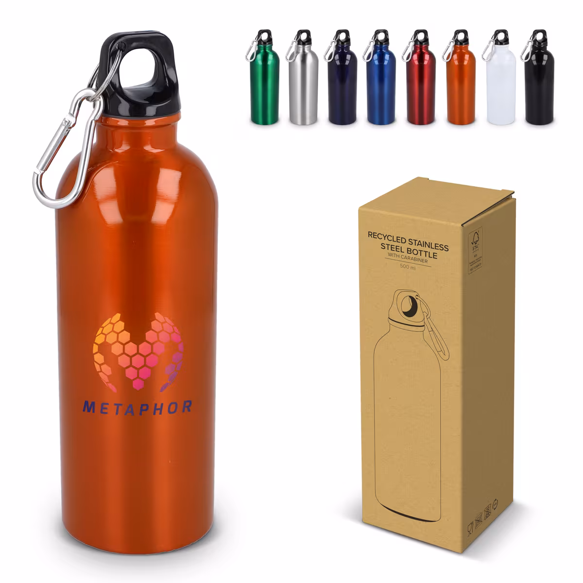 Vue 10 de Bouteille à simple paroi en acier inoxydable recyclé, 500 ml