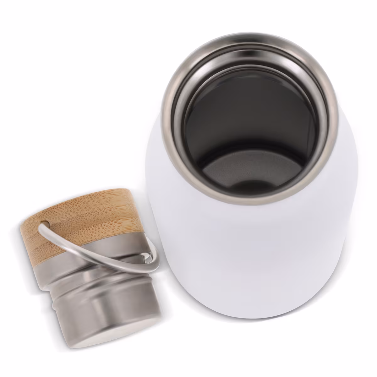 Vue 10 de Bouteille isotherme avec couvercle en bambou 500ml