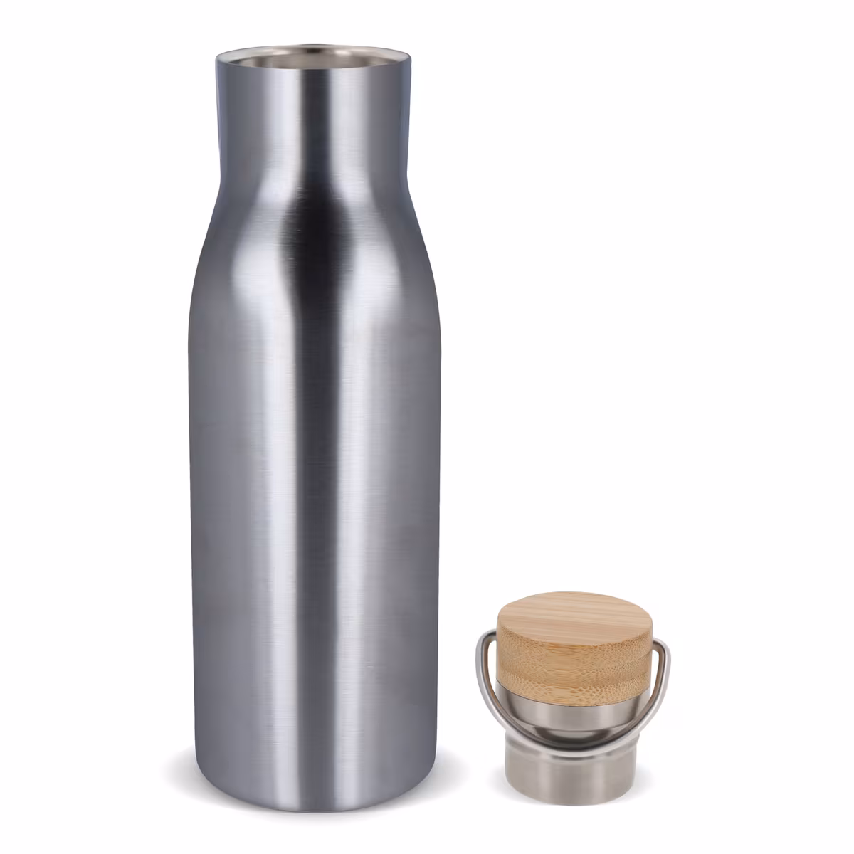 Vue 3 de Bouteille isotherme avec couvercle en bambou 500ml
