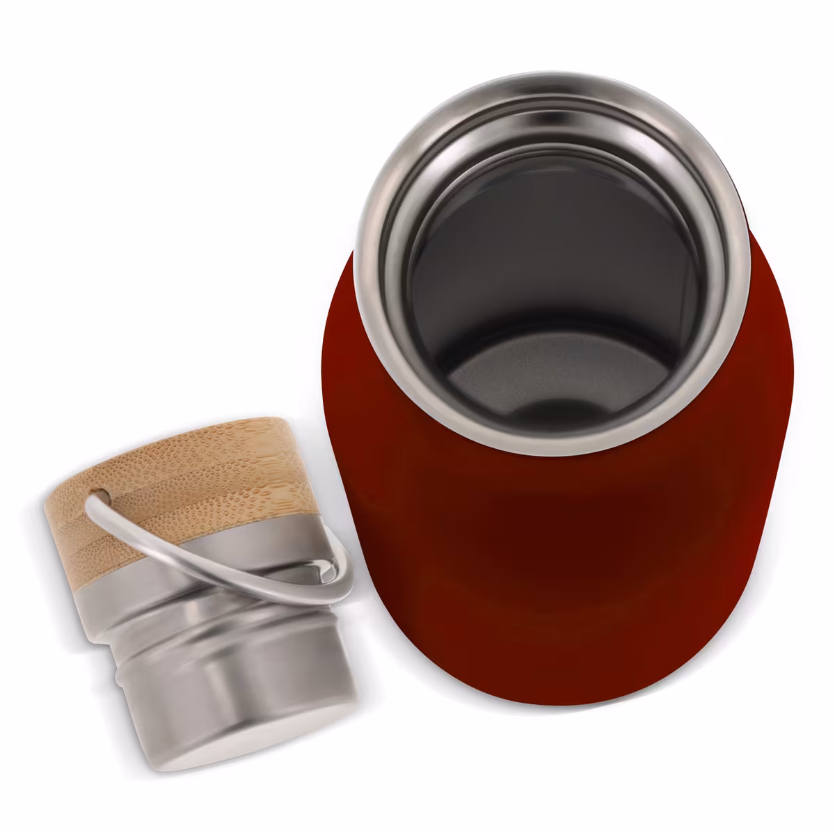Vue 24 de Bouteille isotherme avec couvercle en bambou 500ml
