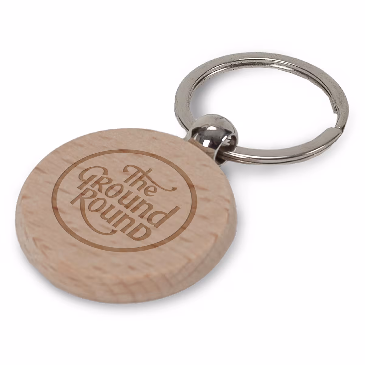 Vue 3 de Porte-clé rond en bois Ø40mm