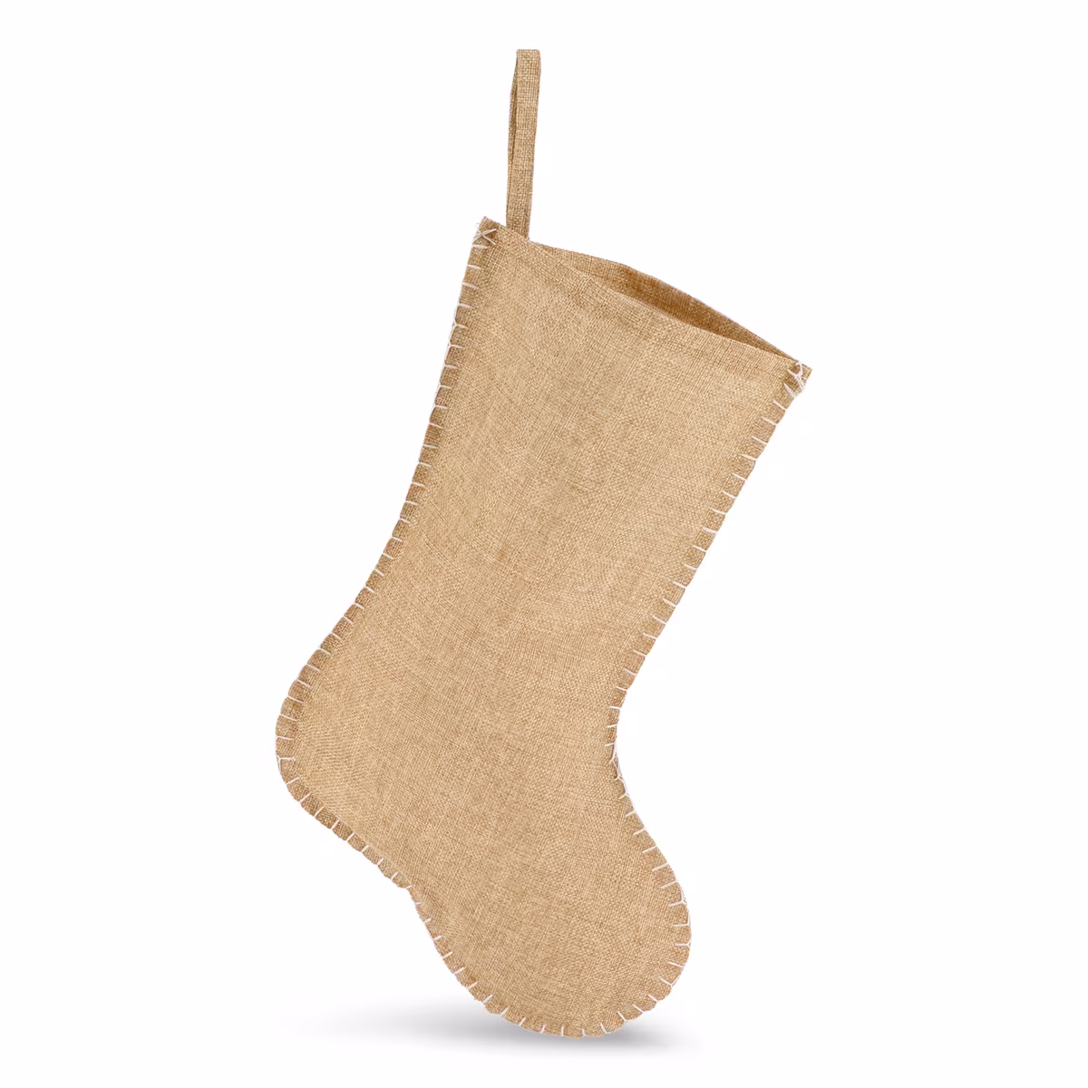 Bas de Noël en jute avec coutures décoratives 40 cm