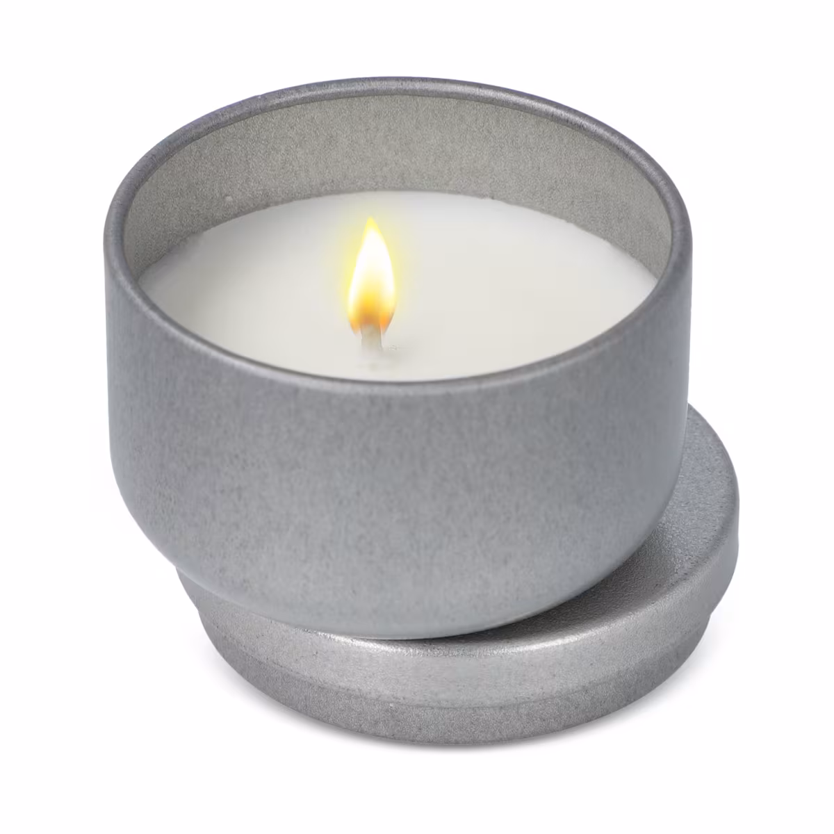 Vue 3 de Bougie Asana non parfumée à base de plantes dans une boîte recyclée