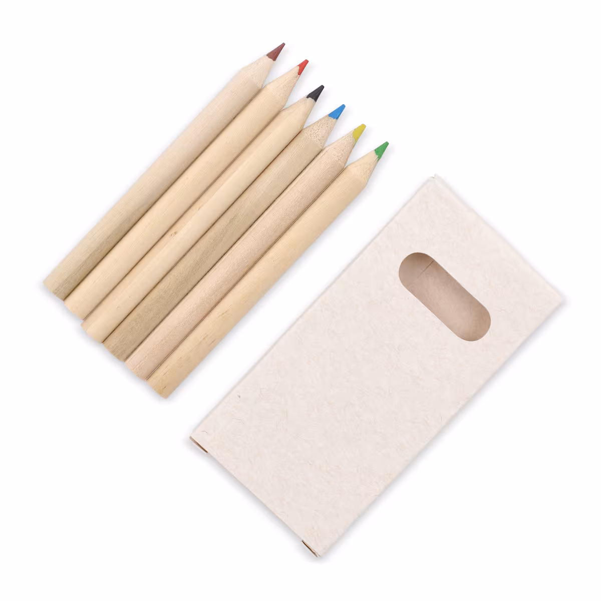 6 crayons de couleur dans une boîte en brique de lait recyclé