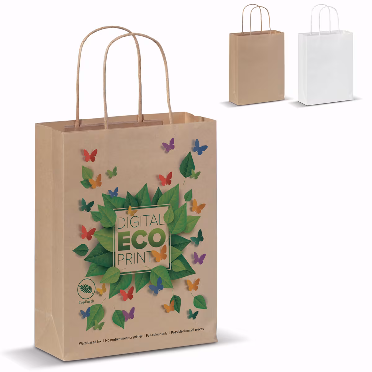 Vue 2 de Sac papier anses torsadées 90g/m² 18x8x22cm