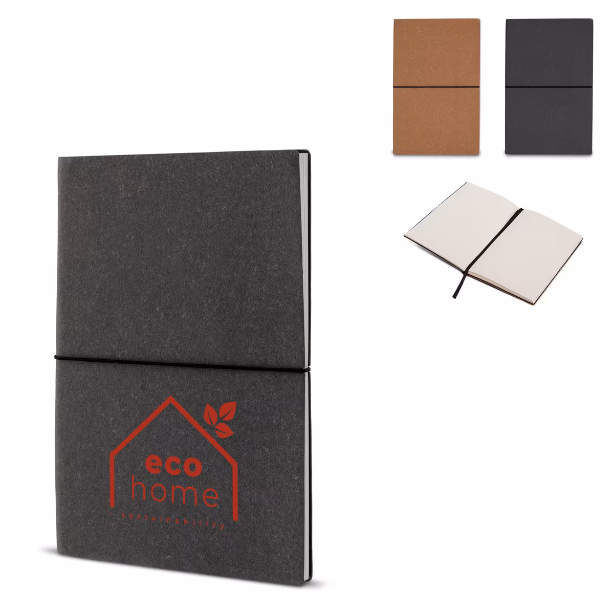 Vue 4 de Carnet, couverture en cuir recyclé A5