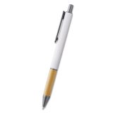 Vue 3 de Stylo a Bille en Plastique avec Bambou Nalona