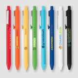 Vue 2 de Stylo gel Vela Essentials en plastique recyclé au toucher doux
