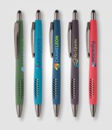 Vue 3 de Stylo Avalon en plastique recyclé avec finition pierre et stylet