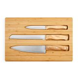 Vue 12 de Planche à découper Brancusi en bambou avec couteaux de cuisine
