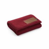 Vue 1 de Plaid Mondrian en rPET et laine, patch personnalisable.