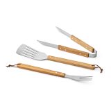 Vue 5 de Set barbecue Turner bambou,mallette: pince, fourchette et spatule