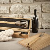 Vue 4 de Set barbecue Turner bambou,mallette: pince, fourchette et spatule