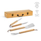 Vue 15 de Set barbecue Turner bambou,mallette: pince, fourchette et spatule