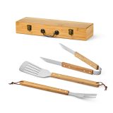 Vue 17 de Set barbecue Turner bambou,mallette: pince, fourchette et spatule