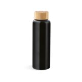 Vue 3 de Gourde Indus en verre borosilicate,bouchon bambou 510ml. Etanche